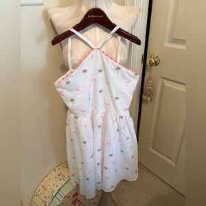 Janie and Jack White Sundress with Pink Accents size 10 $64 nwt flamingos